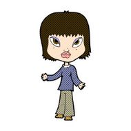 comic cartoon woman with open arms N22