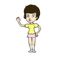 comic cartoon pretty girl waving N8