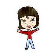 comic cartoon happy woman waving arms N3