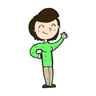 comic cartoon friendly waving woman N3