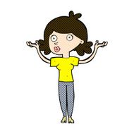 comic cartoon woman throwing arms in air N3