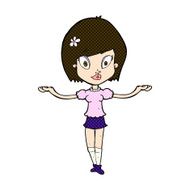 comic cartoon woman making balancing gesture N3