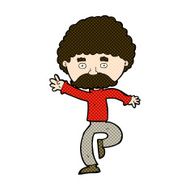 comic cartoon mustache man disco dancing N3