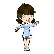 comic cartoon woman waving N72