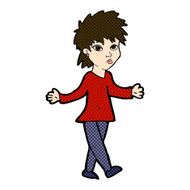 comic cartoon woman shrugging shoulders N110