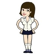 comic cartoon woman with hands on hips N47