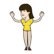 comic cartoon woman throwing hands in air N3