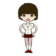 comic cartoon woman with hands on hips N48