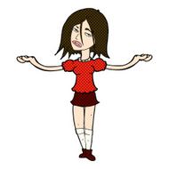 comic cartoon woman shrugging shoulders N112