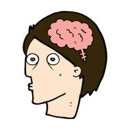 comic cartoon head with brain symbol N9