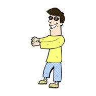 comic cartoon grinning man wearing glasses N3