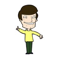 comic cartoon grinning man with idea N3