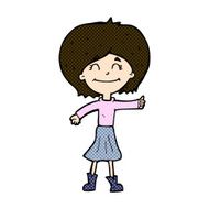 comic cartoon happy girl giving thumbs up symbol N3