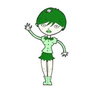 comic cartoon vampire girl waving N3