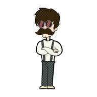 comic cartoon hipster man with mustache and spectacles N3