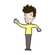 comic cartoon worried man reaching out N6