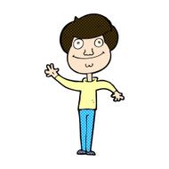 comic cartoon happy man waving N9