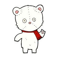 comic cartoon waving polar bear N3