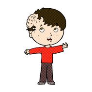 comic cartoon boy with growth on head N9