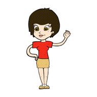 comic cartoon woman waving N76