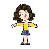 comic cartoon woman with open arms N25