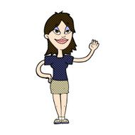 comic cartoon woman waving N79
