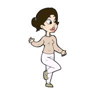 comic cartoon friendly woman waving N12