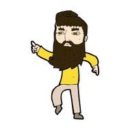 comic cartoon bearded man pointing the way N3