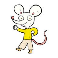 comic cartoon waving mouse N3