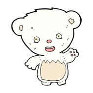 comic cartoon polar bear cub waving