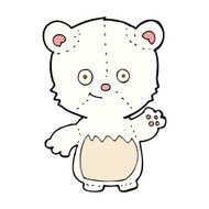 comic cartoon polar bear cub waving N2