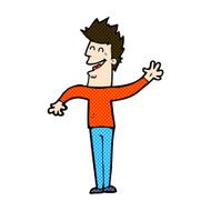 comic cartoon happy man waving N10