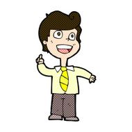comic cartoon school boy raising hand N3