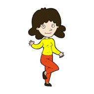 comic cartoon friendly woman waving N13