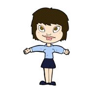 comic cartoon woman with open amrs N3