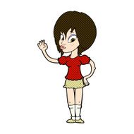 comic cartoon pretty woman waving N22