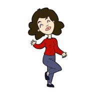 comic cartoon happy woman dancing N2