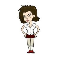 comic cartoon woman with hands on hips N52