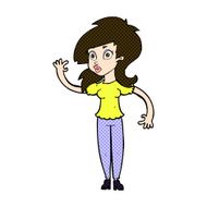 comic cartoon pretty woman waving N23
