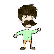 comic cartoon man with mustache waving N7