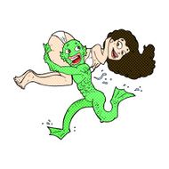 comic cartoon swamp monster carrying girl in bikini N3