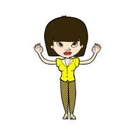 comic cartoon woman with raised hands N3