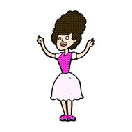 comic cartoon happy 1950&#039;s woman N3