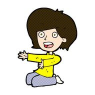 comic cartoon shocked woman on knees N3