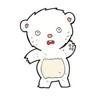 comic cartoon waving polar bear cub