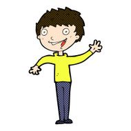 comic cartoon happy boy waving N5