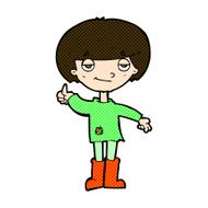 comic cartoon boy in poor clothing giving thumbs up symbol N3