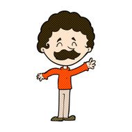 comic cartoon man with mustache waving N8