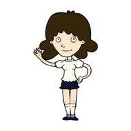 comic cartoon woman waving N81
