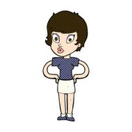 comic cartoon woman with hands on hips N53
